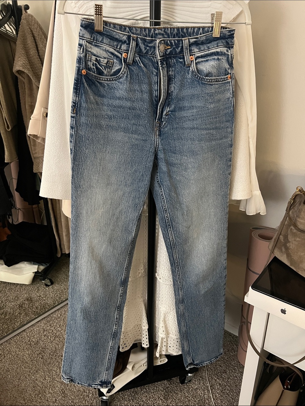 H&M Straight-Leg Jeans in Faded Blue